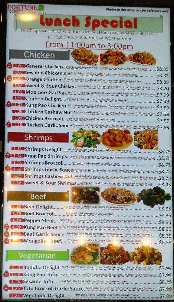 Menu at Fortune House restaurant, Hutto
