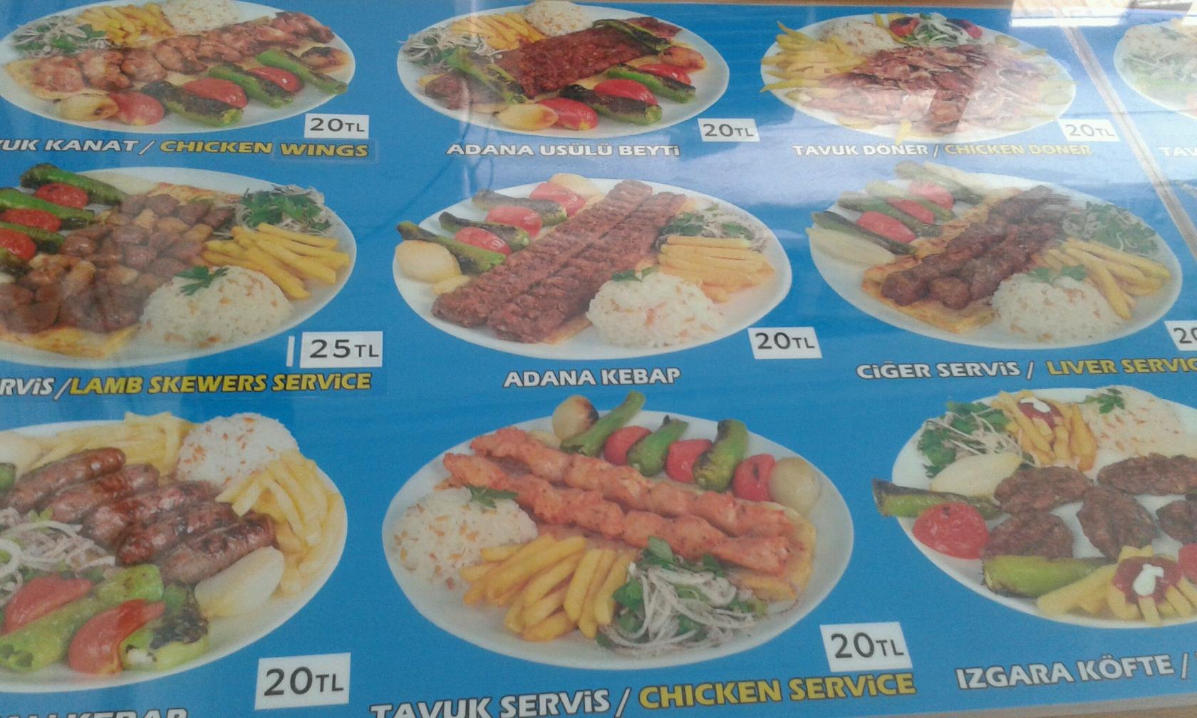 Menu at Halil İbrahim Sofrası Cyprus