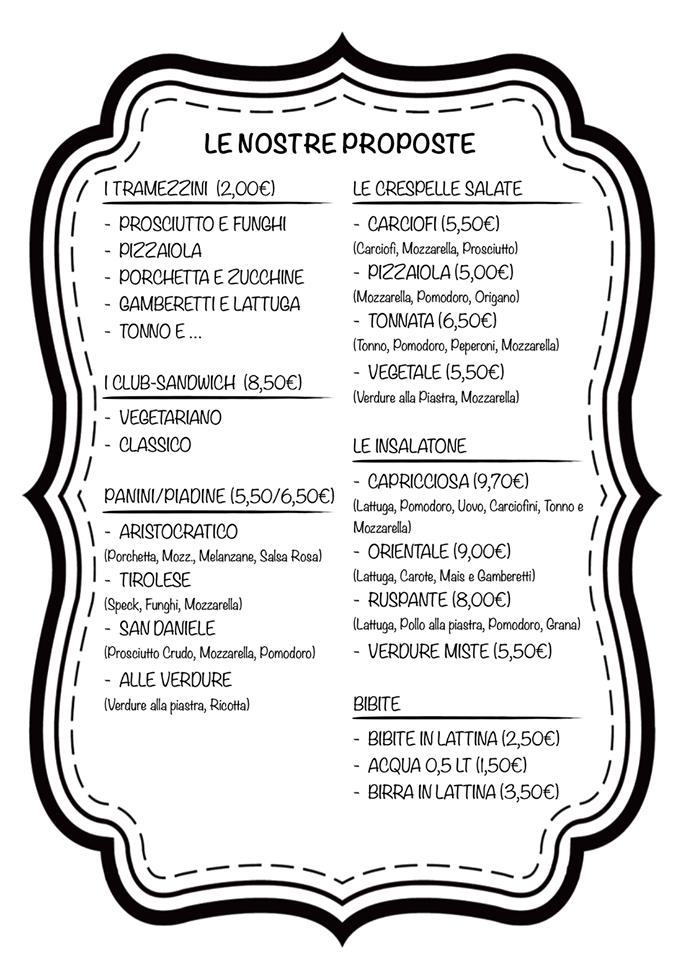 Menu di Snack-Bar Intervallo 