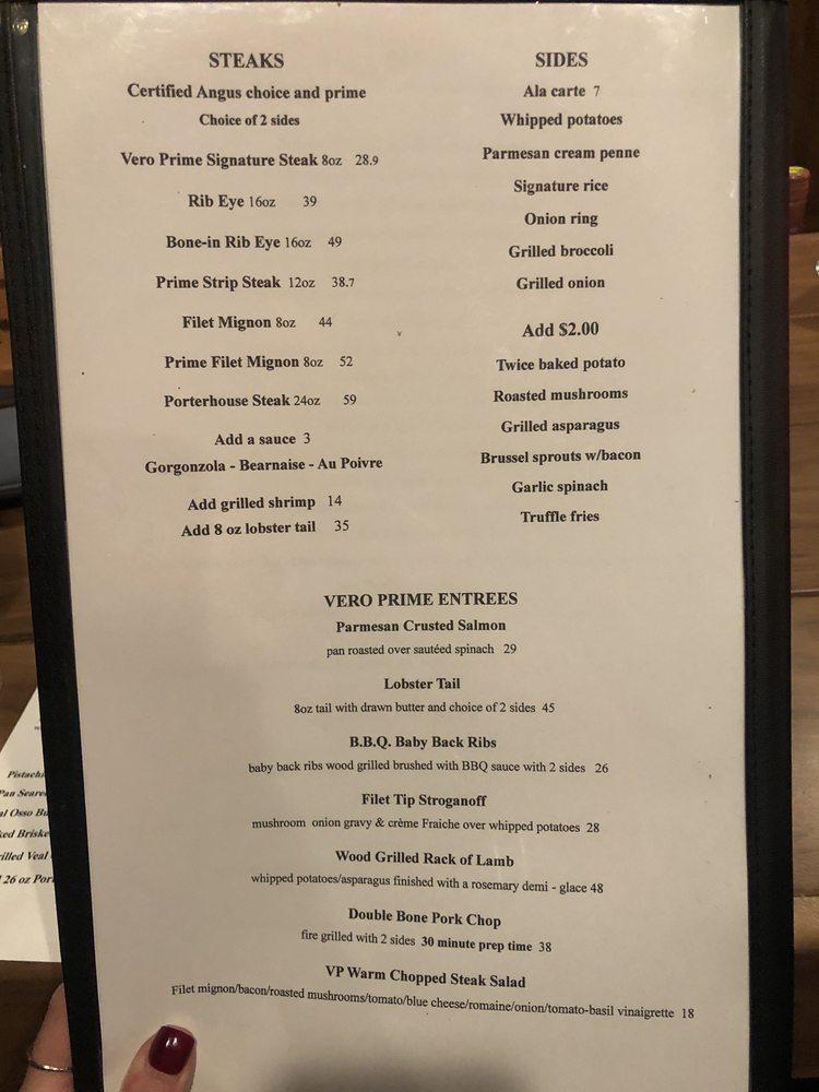 Menu at Vero Prime steakhouse, Vero Beach, 14th Ave