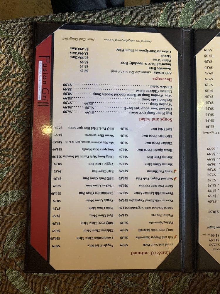 Menu at Fusion Grill BBQ, Valley Springs