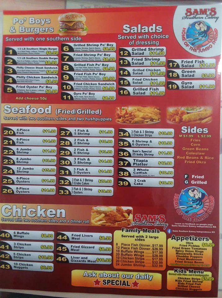 Menu at Fish & Shrimp Diner restaurant, Independence