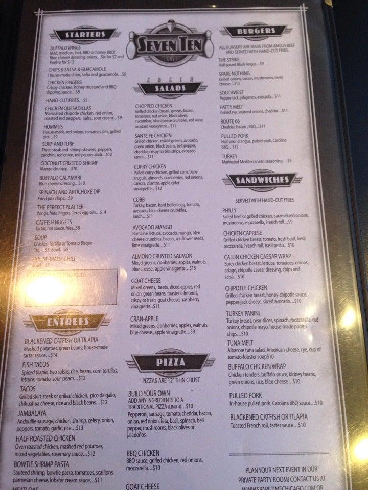 Menu at Seven Ten Social pub & bar, Chicago