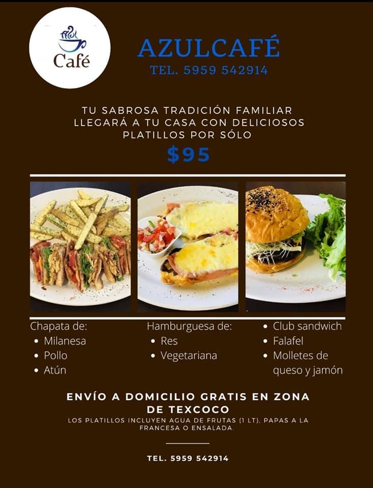 Menu at Azul Café, Texcoco, Prol Colón 110