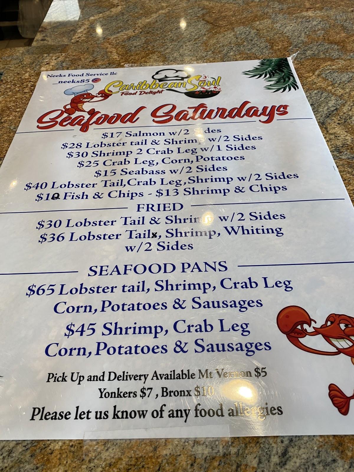 Carta del restaurante Caribbean soul Food delight, Mount Vernon