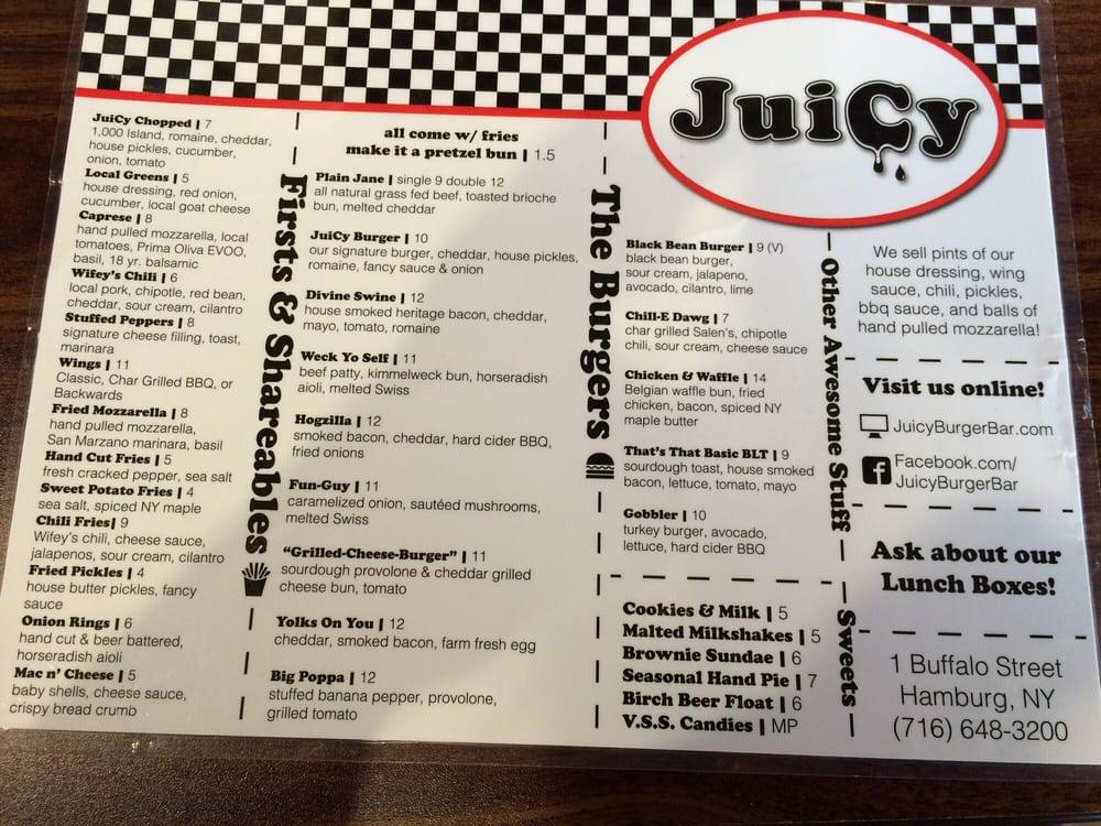 Menu at Juicy Burger Bar, Hamburg