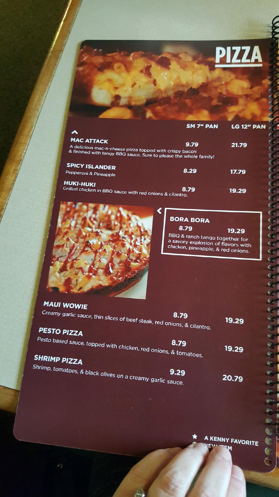 Menu at Coconut Kenny's pizzeria, Bellingham, James St