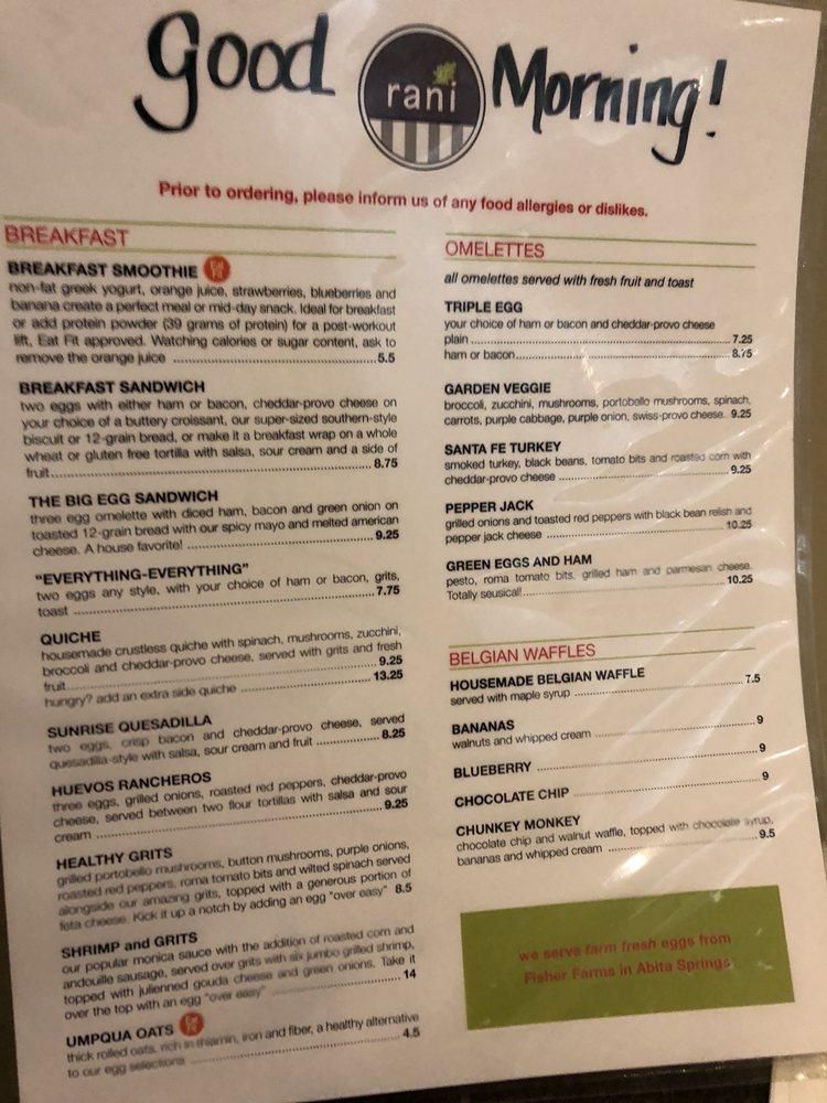 Menu at Coffee Rani restaurant, Mandeville, U.S. Hwy 190
