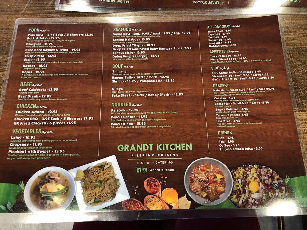 Menu At Grandt Kitchen Restaurant Vancouver