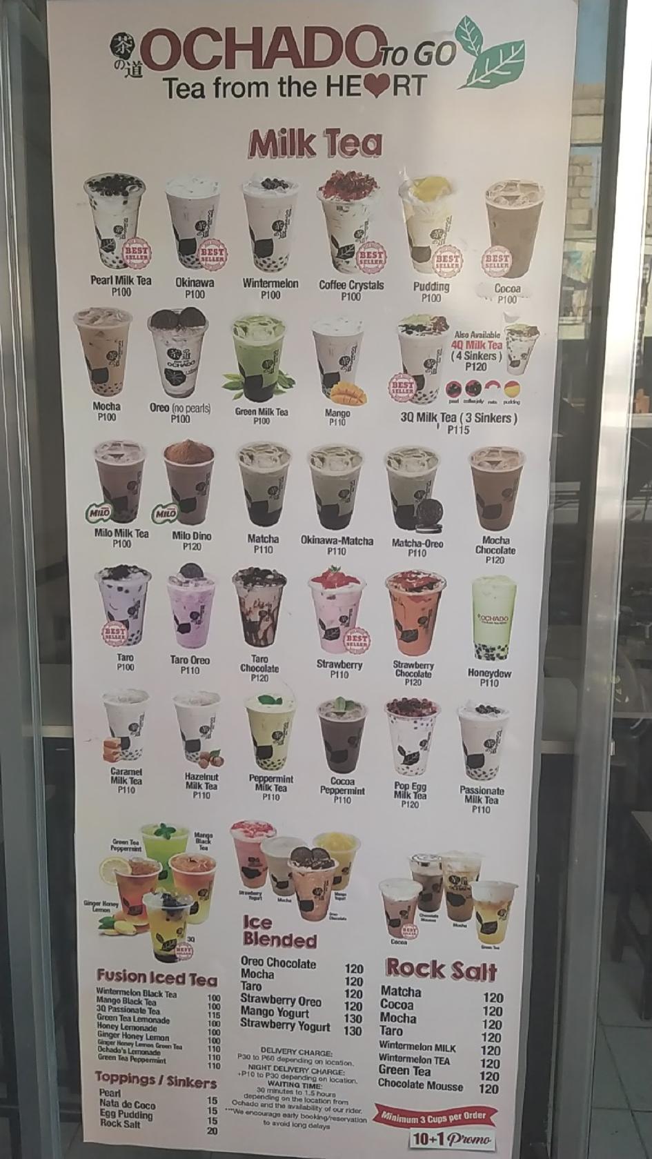 Menu at Ochado Milk Tea (San Pablo) pub & bar, San Pablo City, 389F+JCP