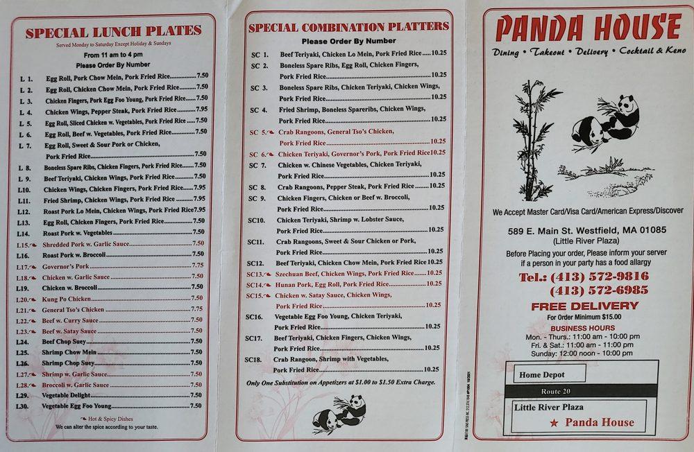 Menu at Panda House restaurant, Westfield