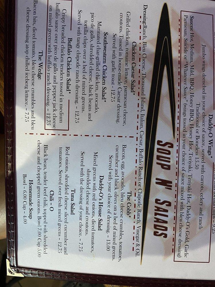 Menu at DaddyO's Grill pub & bar, Phoenix, W Thunderbird Rd