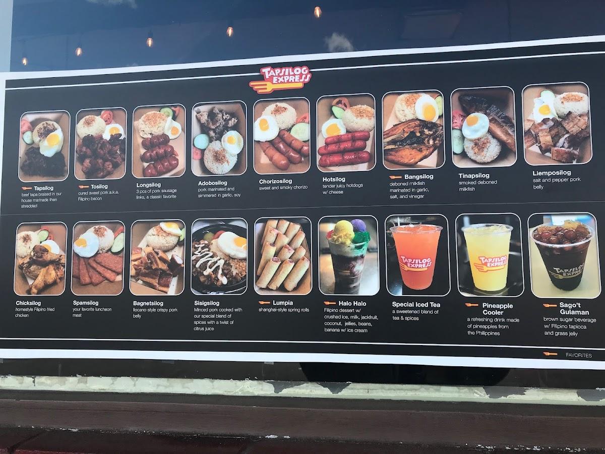 Menu at Tapsilog Express fast food, San Leandro, Washington Ave