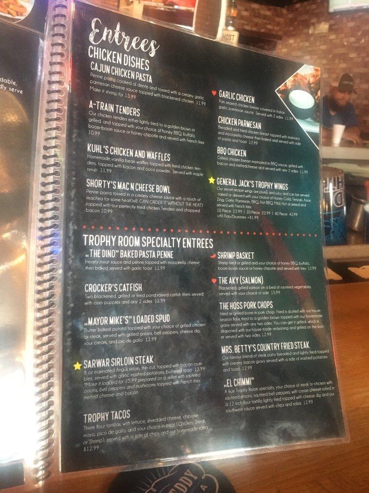 Menu at Tony's Trophy Room pub & bar, Collierville