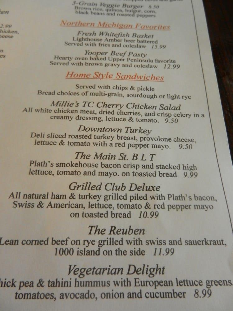 Menu at Millie's on Main pub & bar, Mackinac Island