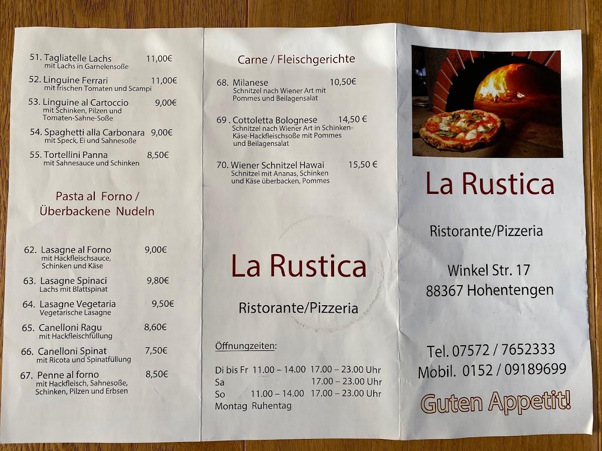 Speisekarte von La Rustica restaurant, Hohentengen, Winkelstraße 17