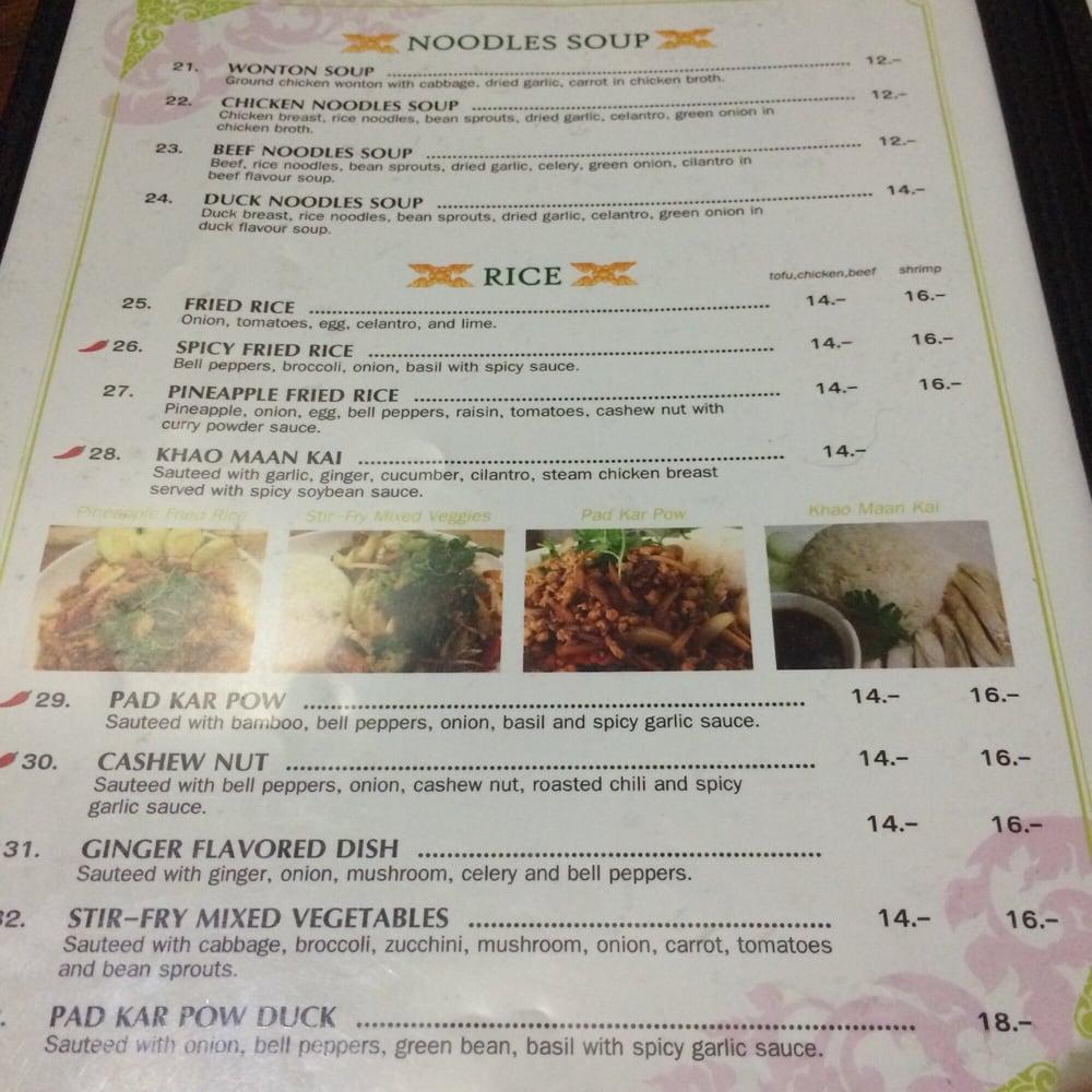 Menu at Thai Plate restaurant, Jackson, 145 Glenwood St