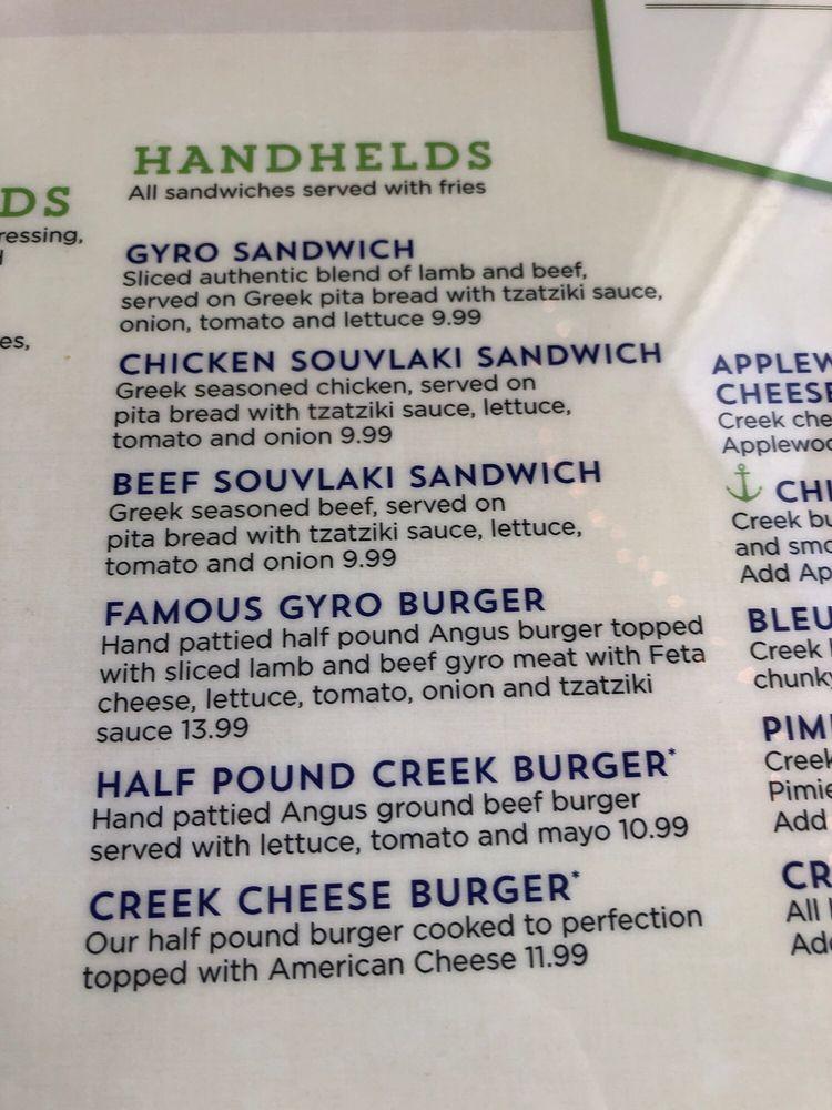 Menu at Buffalo Creek Bar & Grill, USA, 850 Marina Way