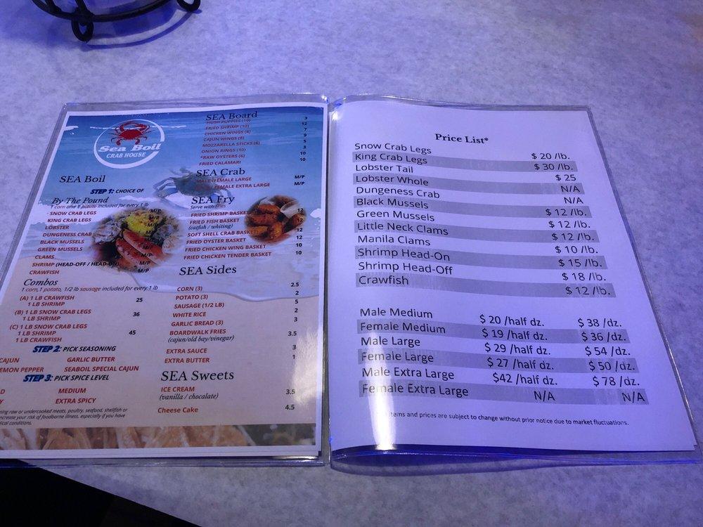 Menu at Sea Boil Crab House pub & bar, Alexandria