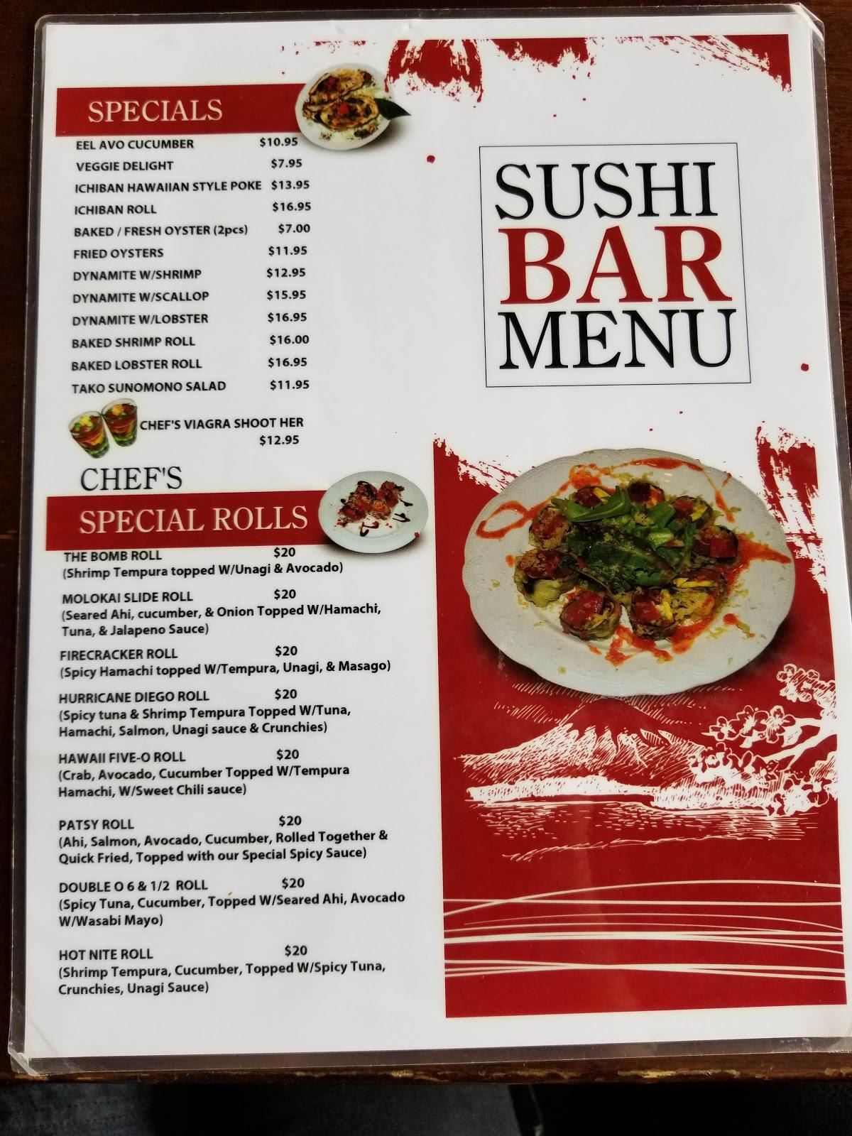 Menu at Ichiban Restaurant & Sushi, Kahului