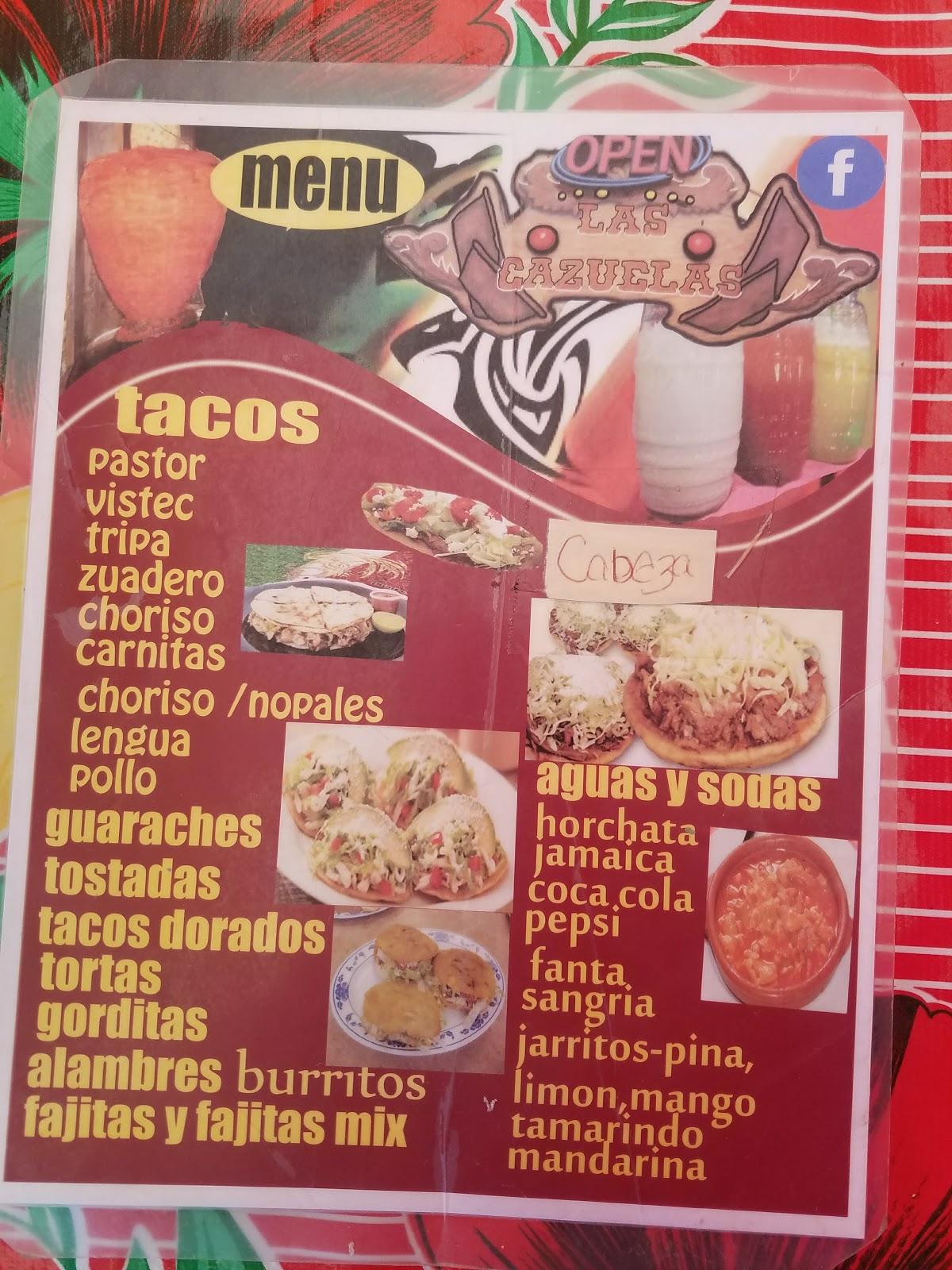 Menu at Las Cazuelas restaurant, Haines City, U.S. Hwy 17-92 N