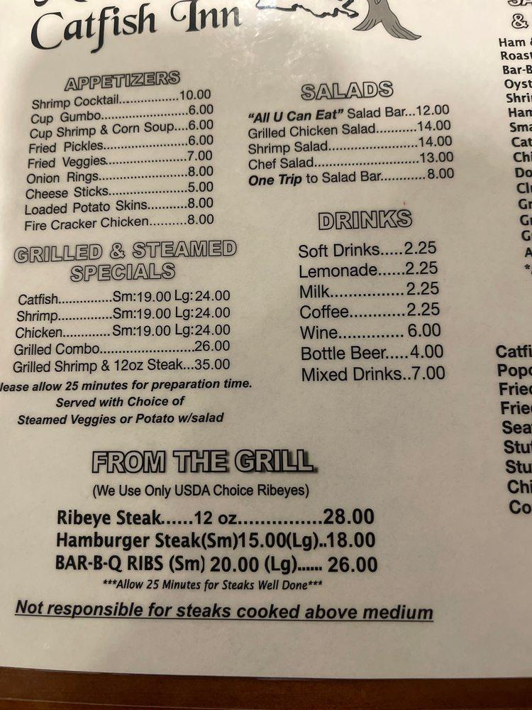 Menu at Mike's Catfish Inn restaurant, Amite City