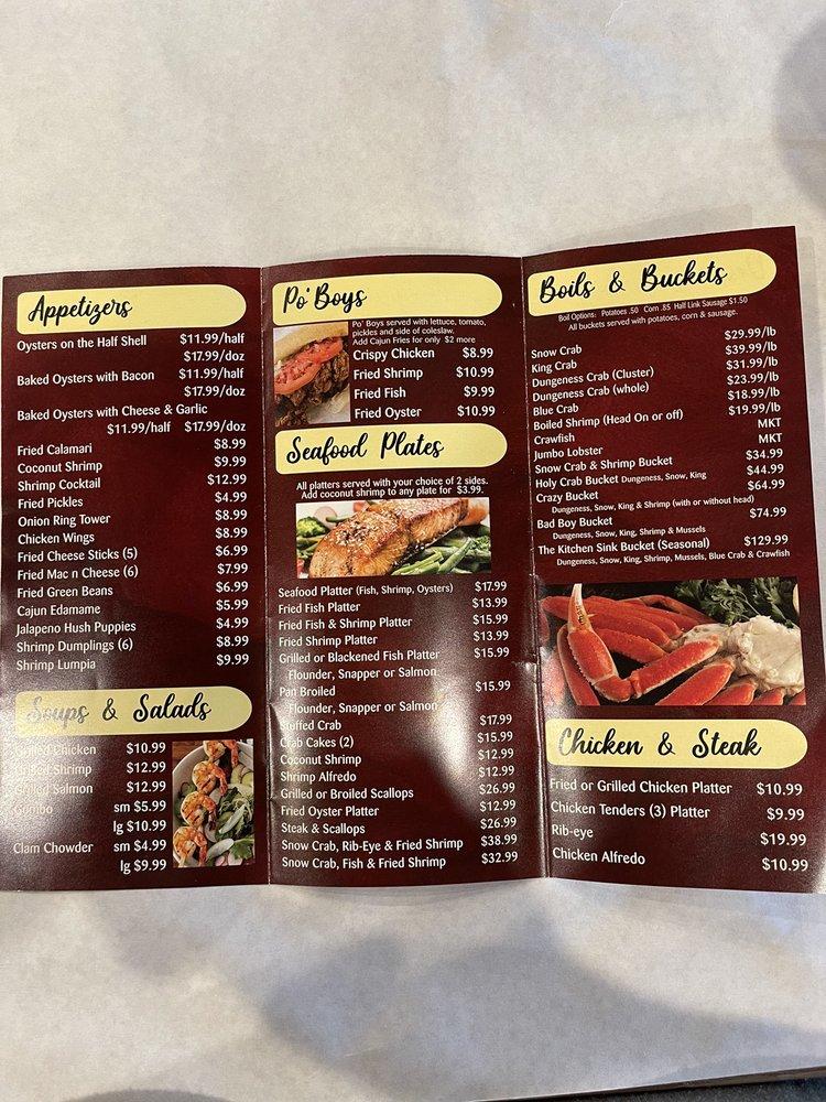 Menu at Holy Crab steakhouse, Universal City