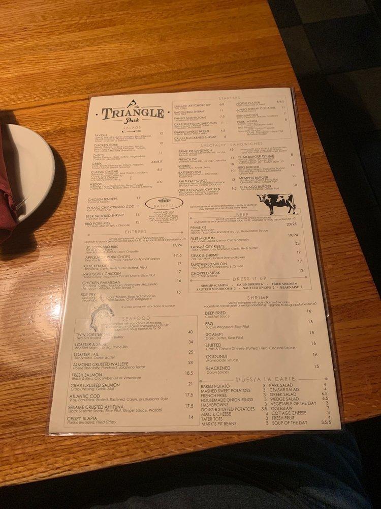 Menu at Triangle Park Bar & Grille, Fort Wayne