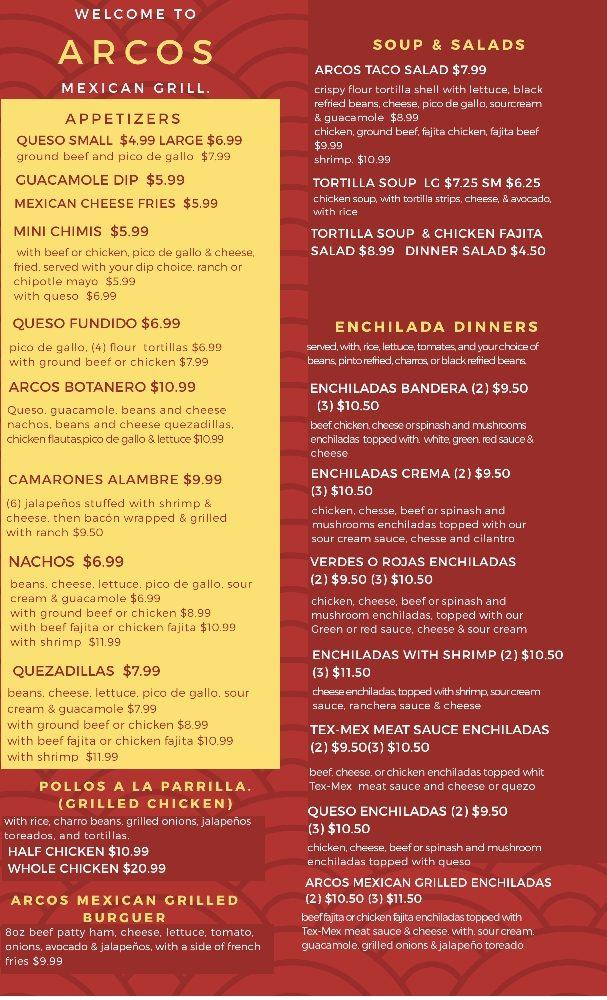 Menu at Arquitos Mexican Grill desserts, Vernon