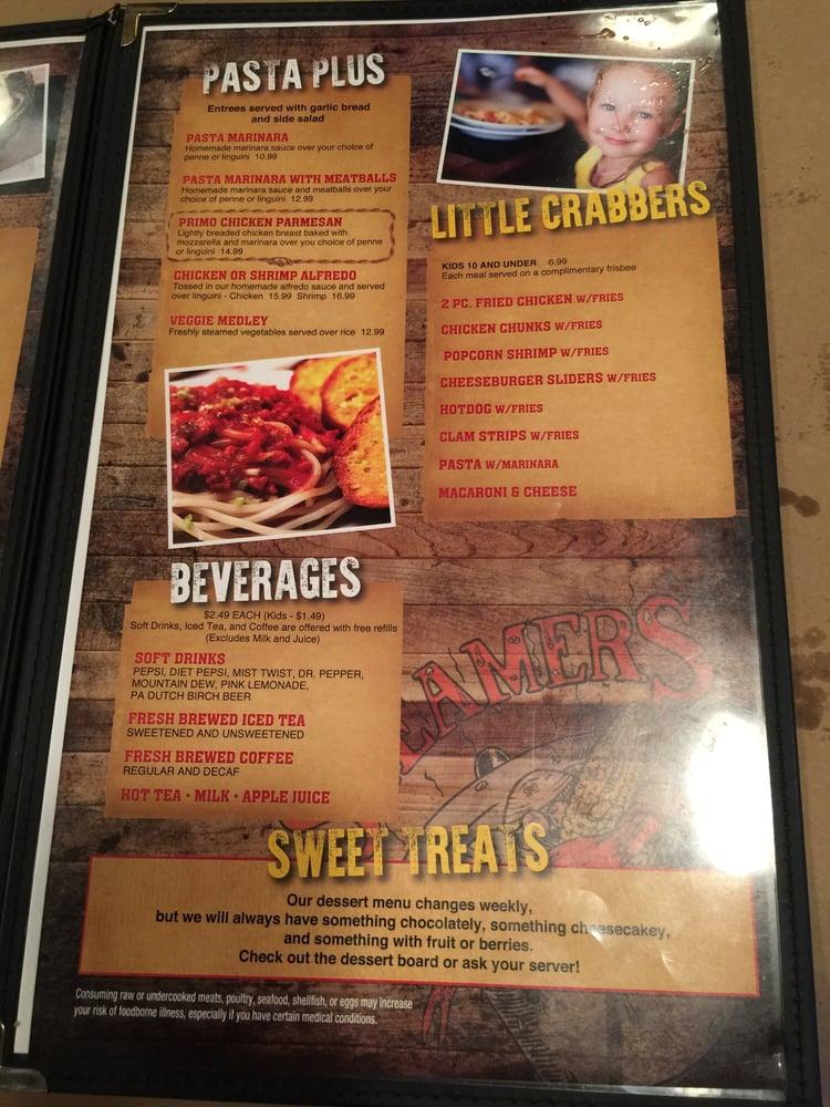 Menu at Steamers Restaurant & Sports Bar, Chincoteague Island