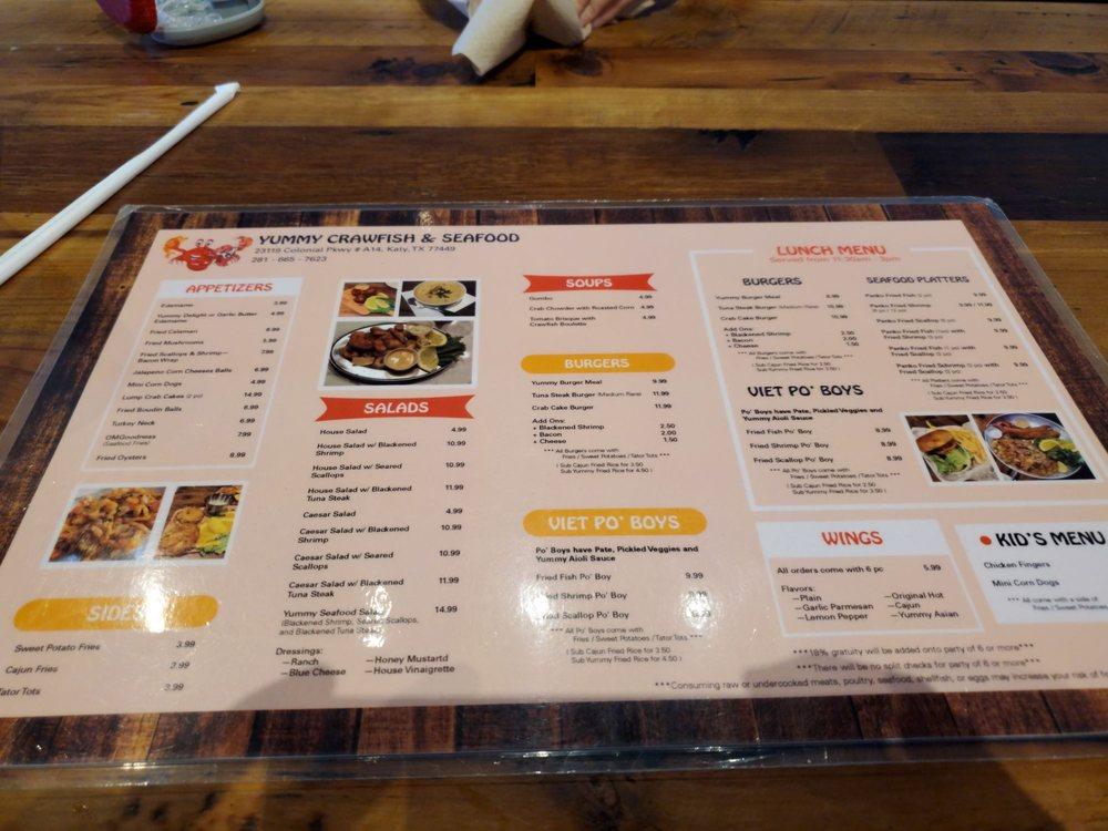 Menu at Yummy Seafood & Oyster Bar, Katy