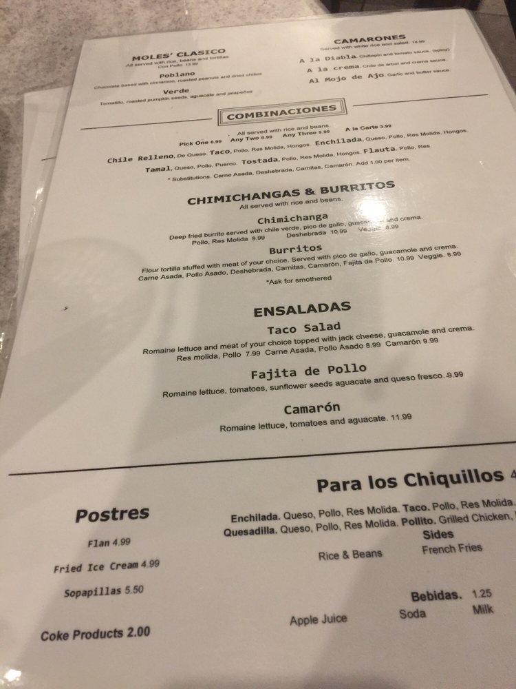 Menu at Chile-Tepin restaurant, Salt Lake City