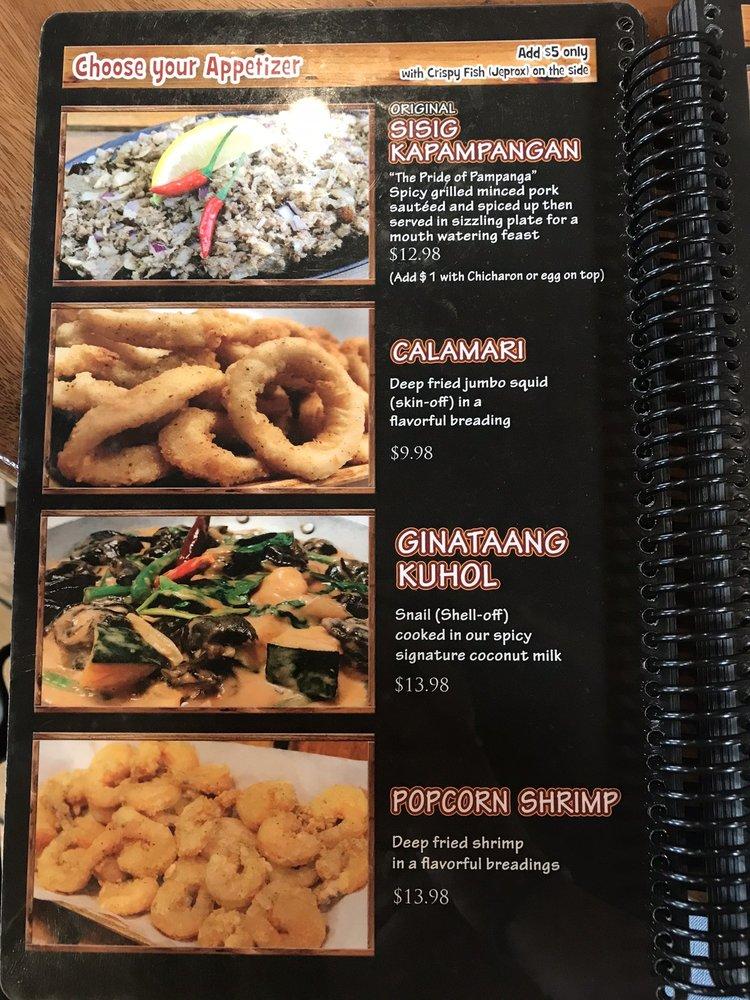 Menu at Isla Restaurant, San Bruno