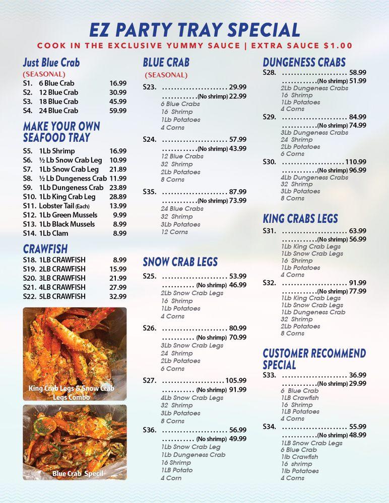 Menu at EZ Crab Shack restaurant, Orlando