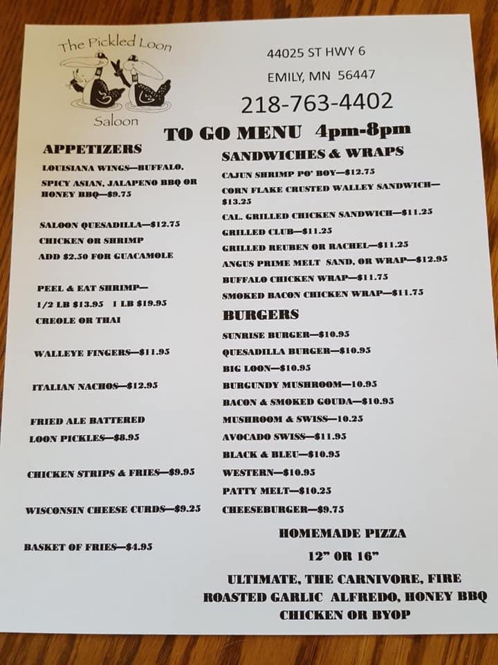Menu at The Pickled Loon Saloon pub & bar, Grand Rapids, US169