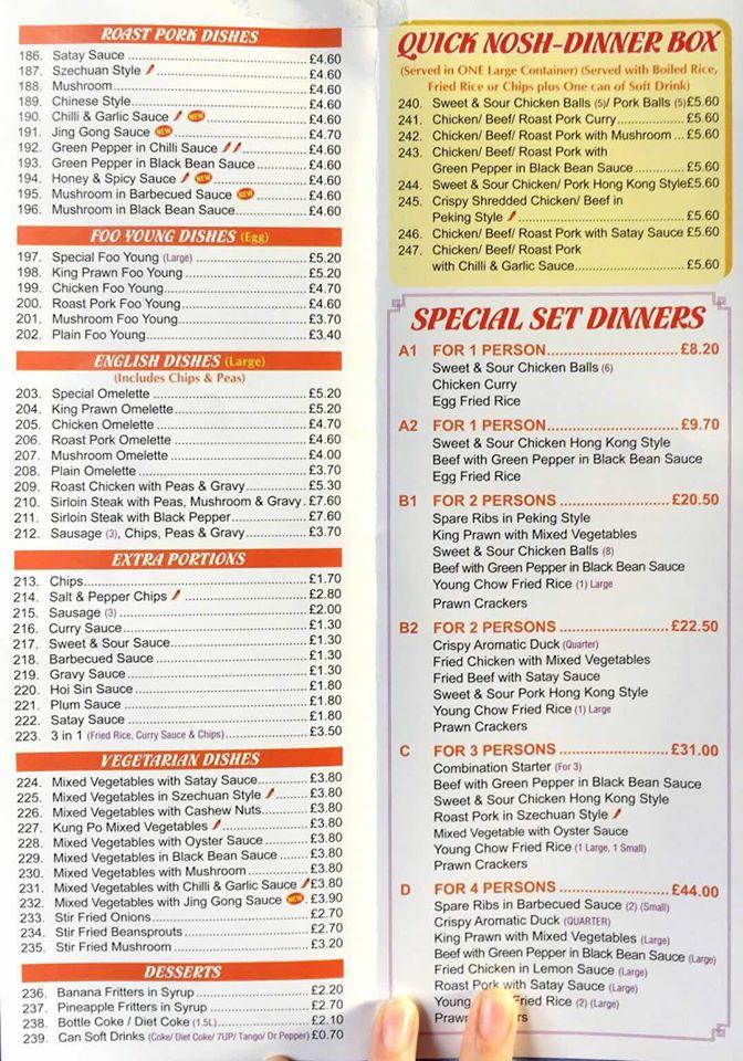 Menu at Golden City Chinese Takeaway Beeston restaurant, Nottingham