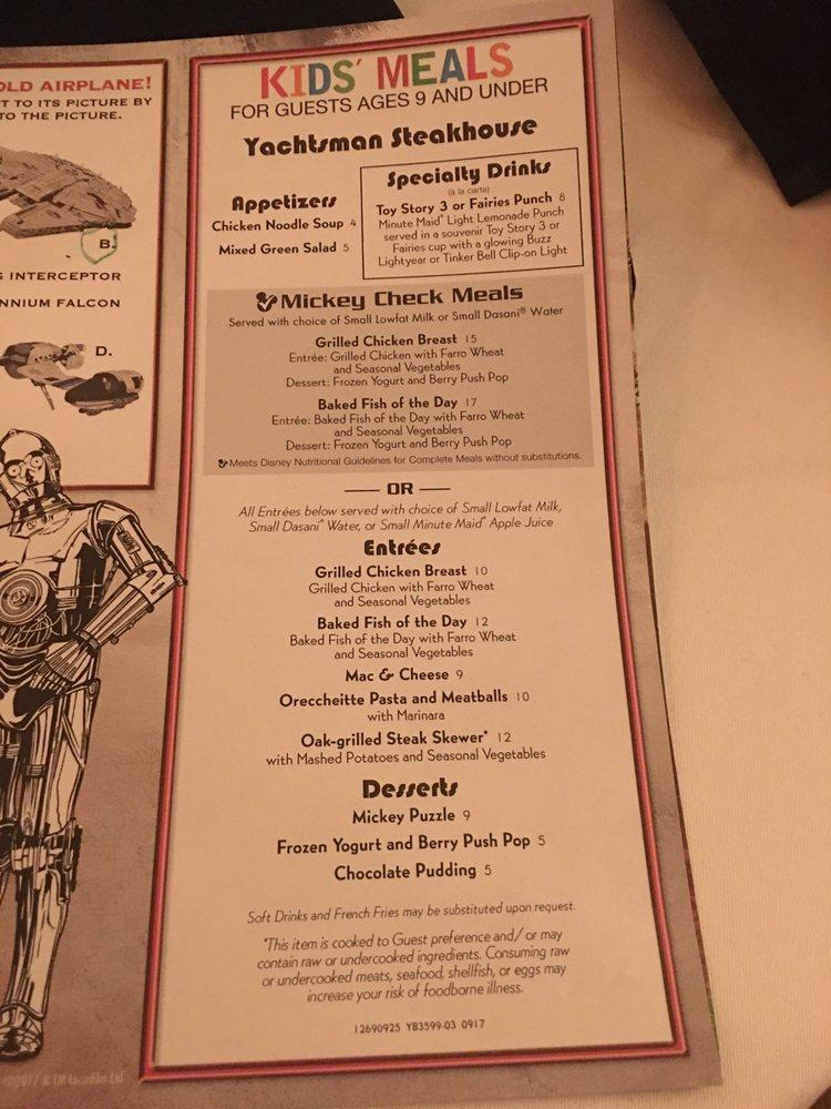 Yachtsman Steakhouse menu