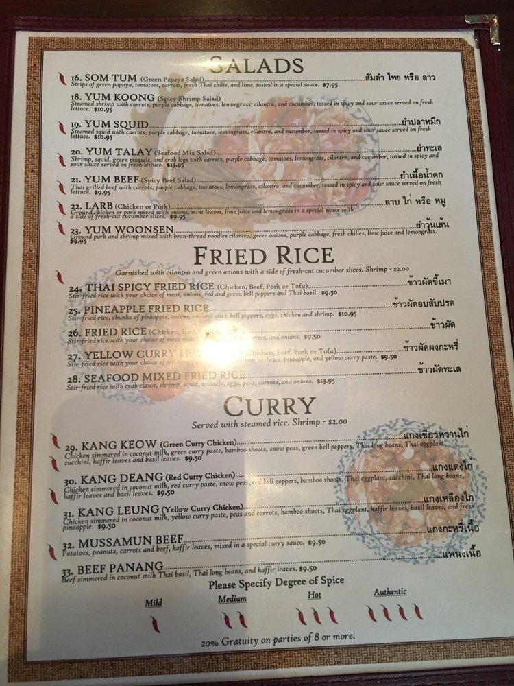 Menu at Pad Thai House restaurant, Boise