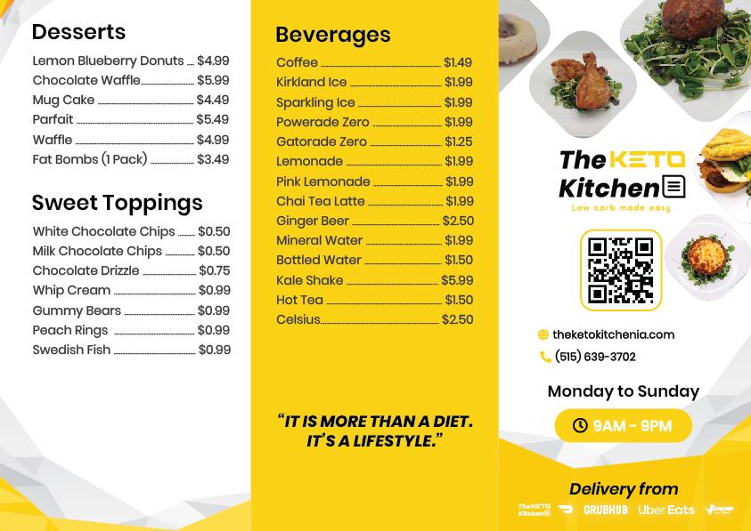 Menu at The KETO Kitchen restaurant, Iowa City