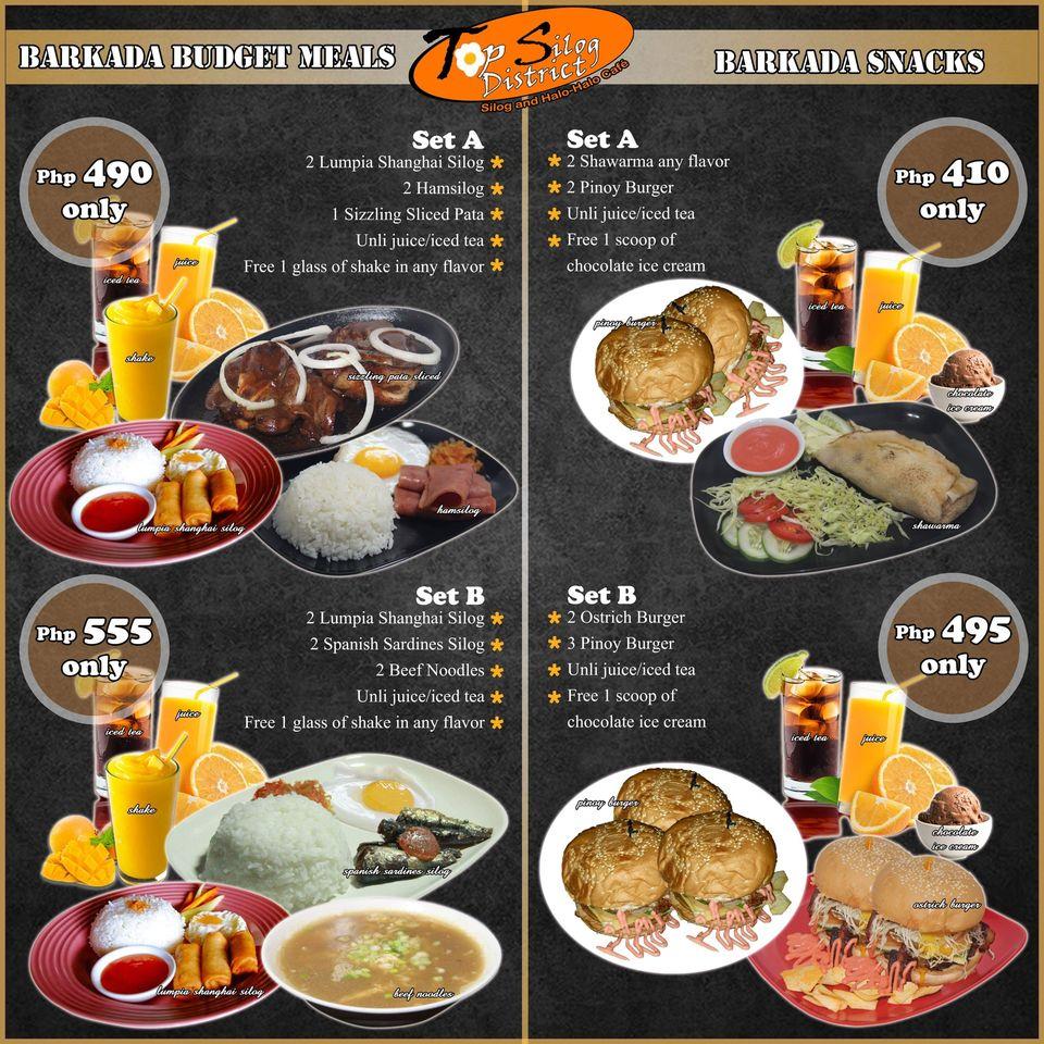 Carta de Top Silog District Silog and HaloHalo Café, Lapulapu