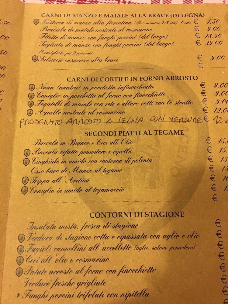 Menu at Trattoria Il Saraceno pizzeria Arezzo