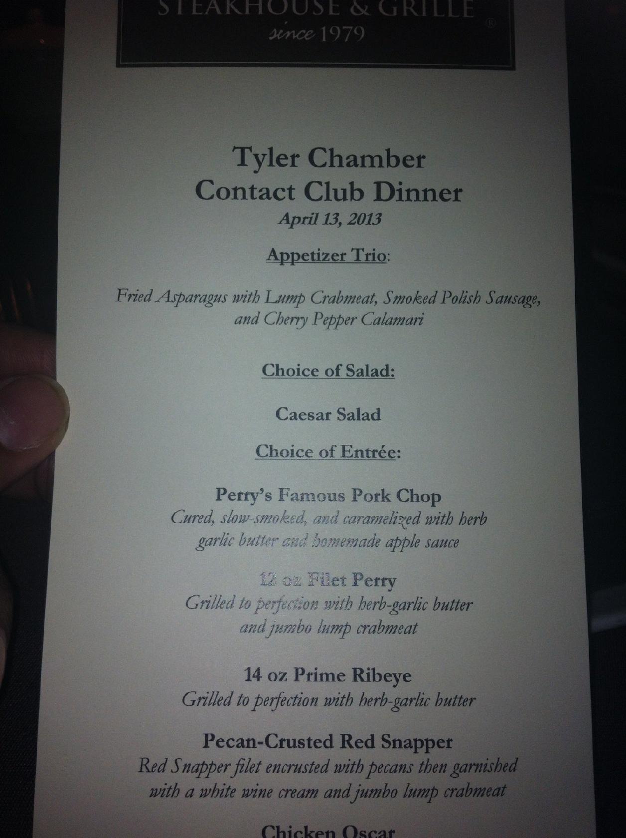 Menu at Perry's Steakhouse & Grille, The Woodlands, Woodlands Pkwy