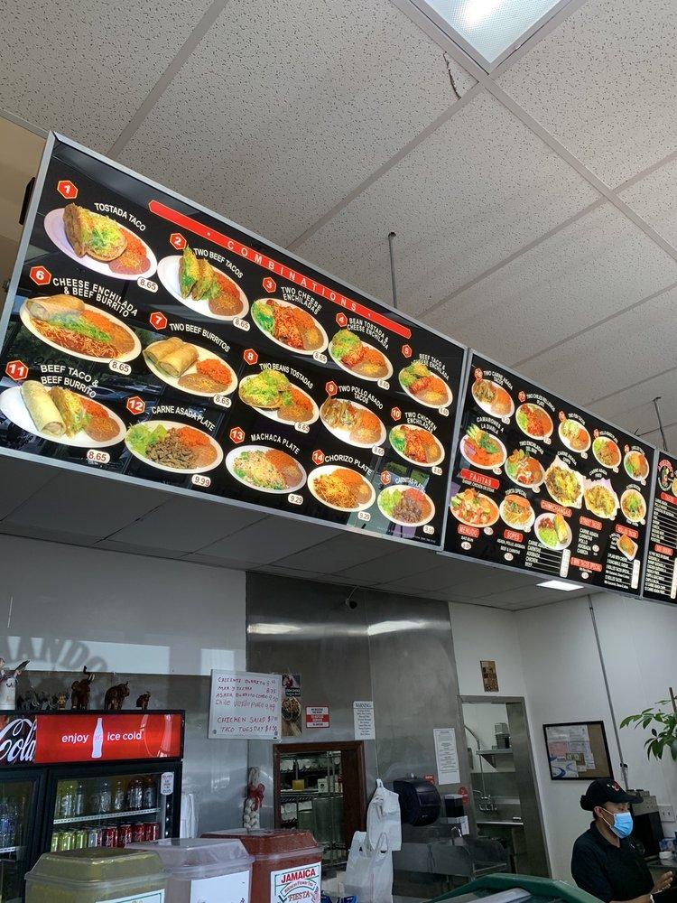 Menu at Armando's Mexican food restaurant, Riverside