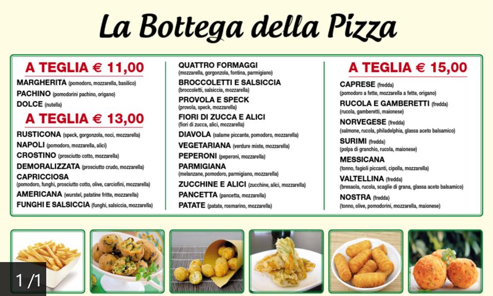 Menu da La bottega Della pizza, Latina, Via Delle Camelie n28