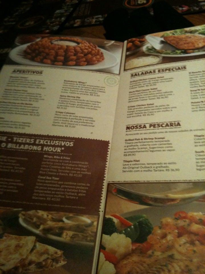 Outback Steakhouse cardápio