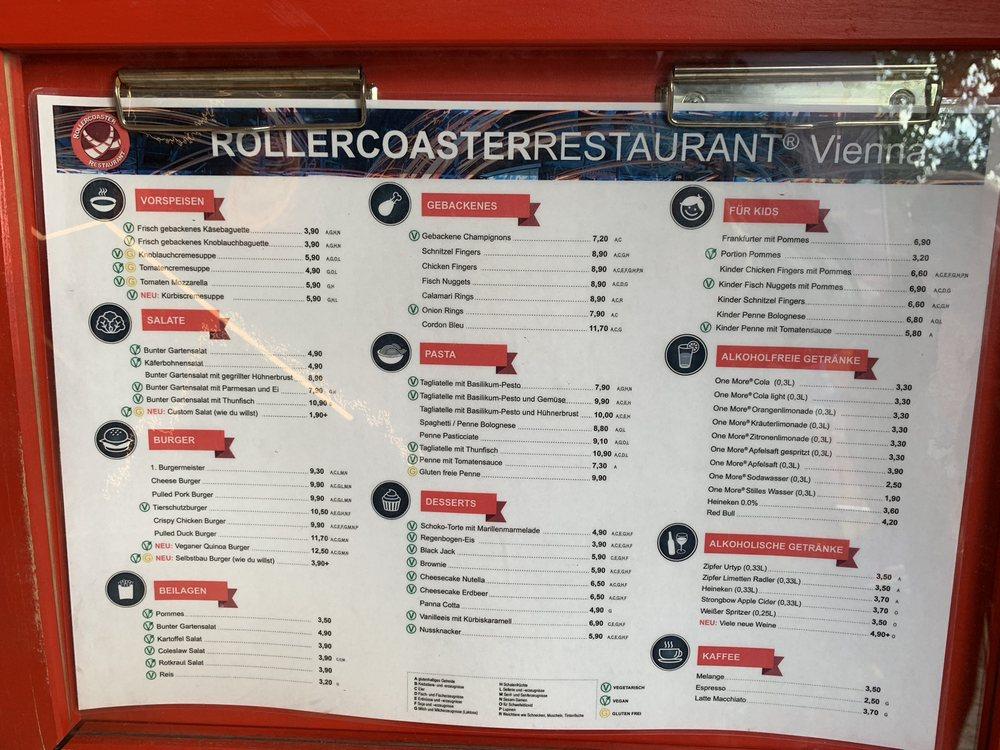 Menu au ROLLERCOASTERRESTAURANT Vienna Vienne