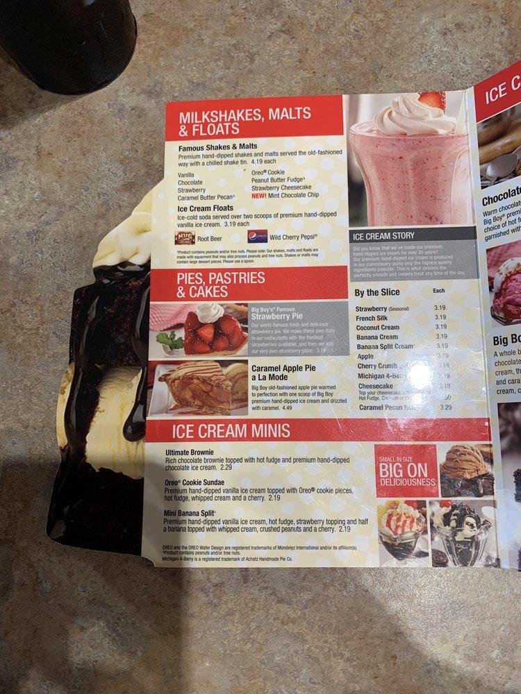Menu at Big Boy Garden City restaurant, Garden City, Ford Rd