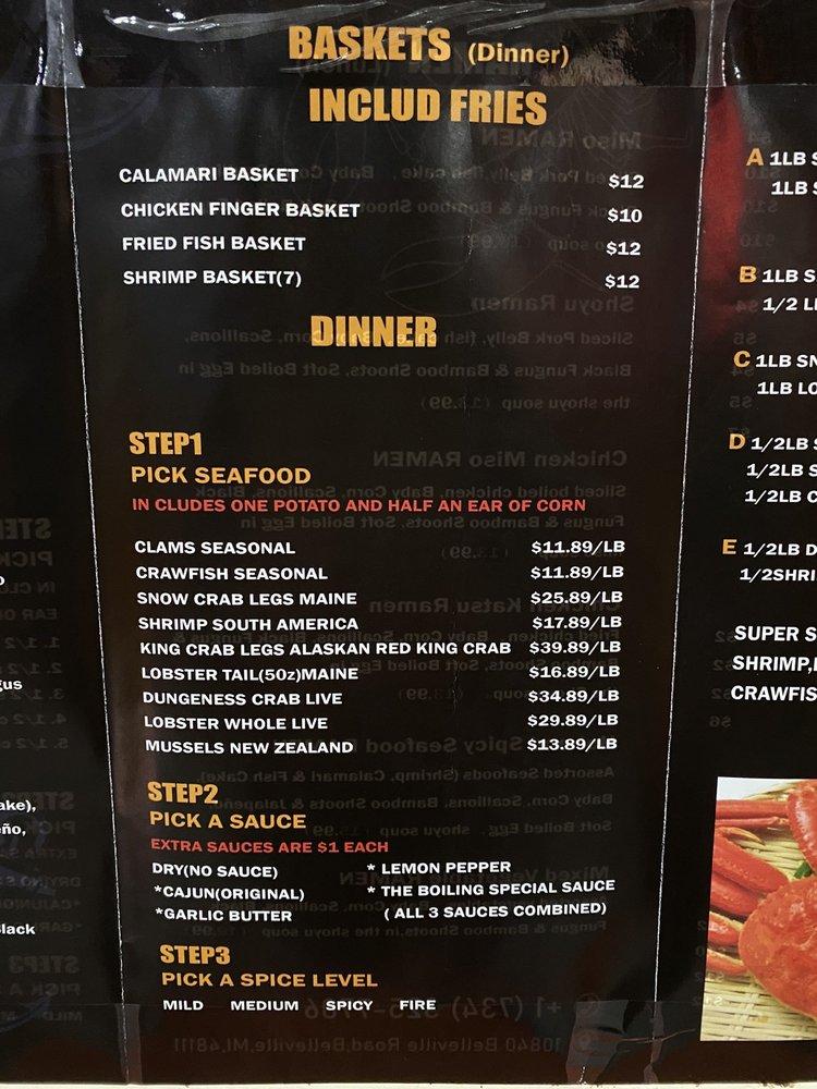 Menu at King Crab Belleville restaurant, Belleville