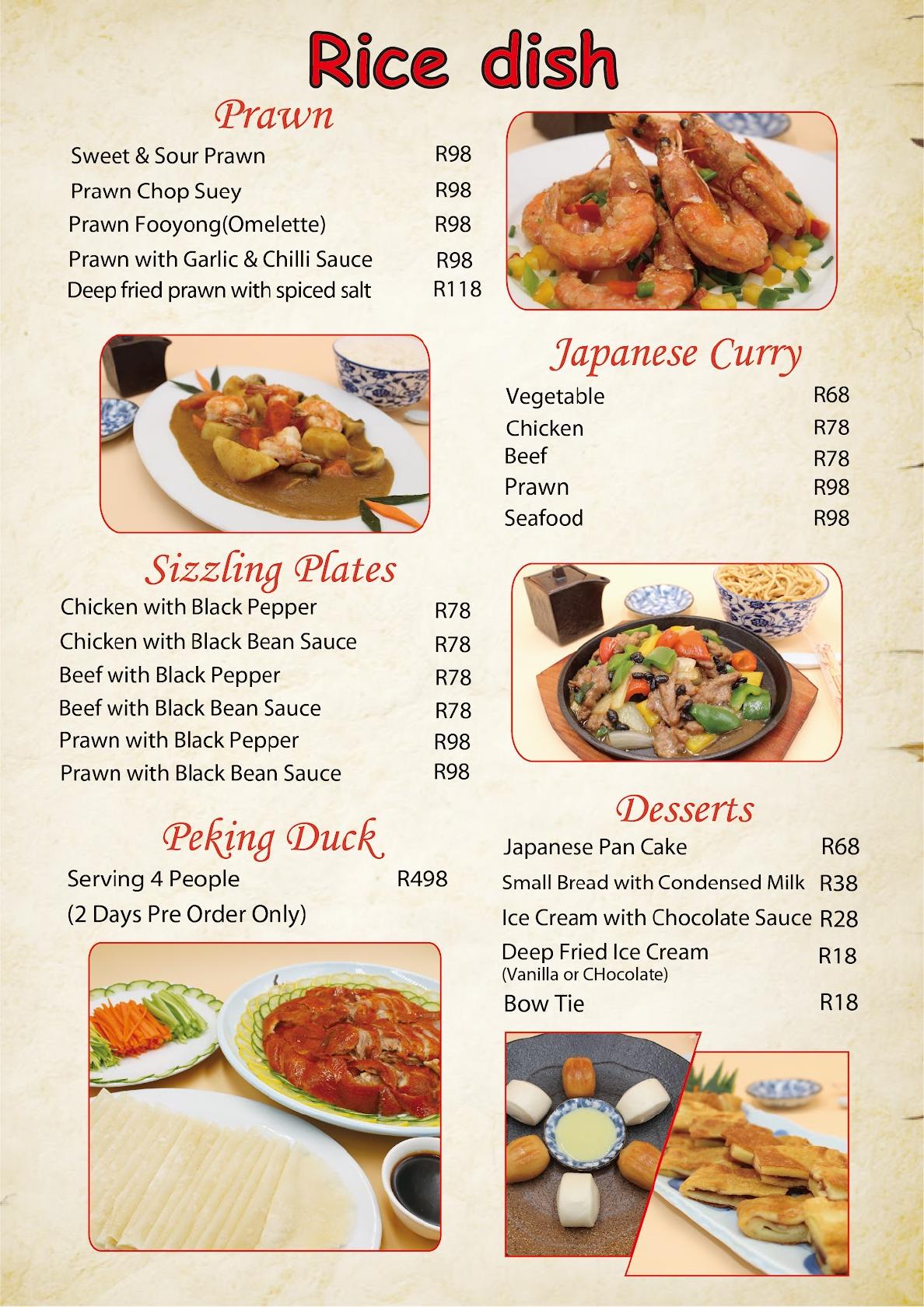 Menu at Asian Twist restaurant, Johannesburg, 66 St Andrew St