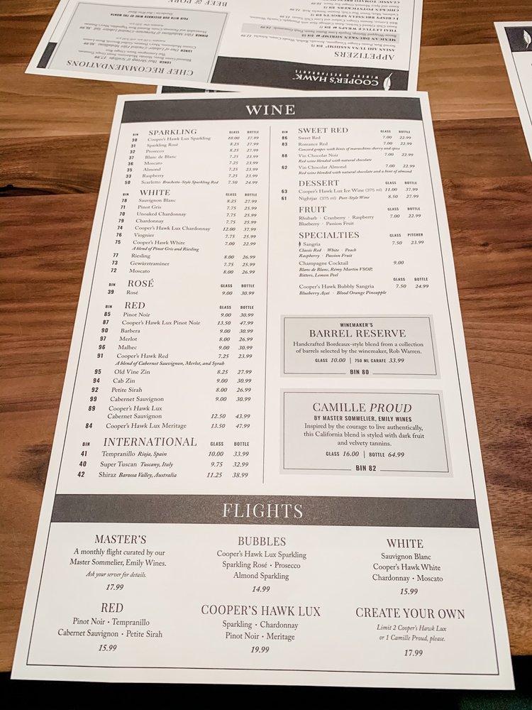 Menu at Cooper's Hawk Winery & Restaurant Scottsdale, Scottsdale